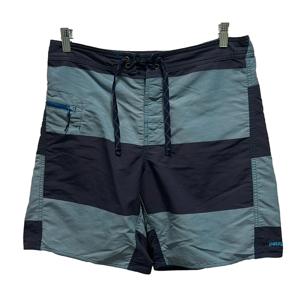 Patagonia Men’s Minimalist Wavefarer Swim Board Shorts 19" Blue Stripes Size 33